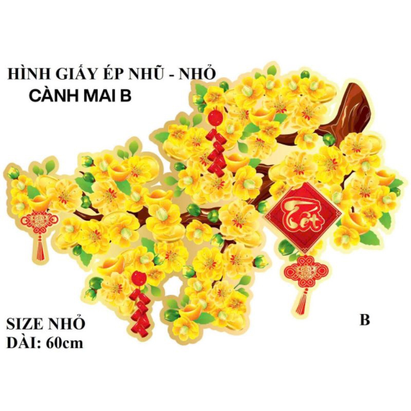 Cành mai, đào dán tường, dán kính tặng kèm keo