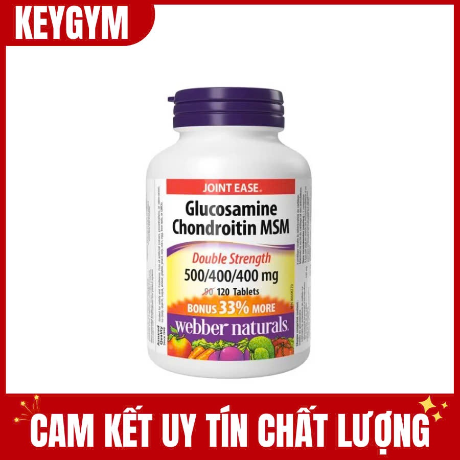 [MAPPLE CARE][TẶNG QUÀ] Viên uống bổ khớp Glucosamine Chondroitin MSM WEBBER NATURALS Hộp 120 viên - KEYGYM
