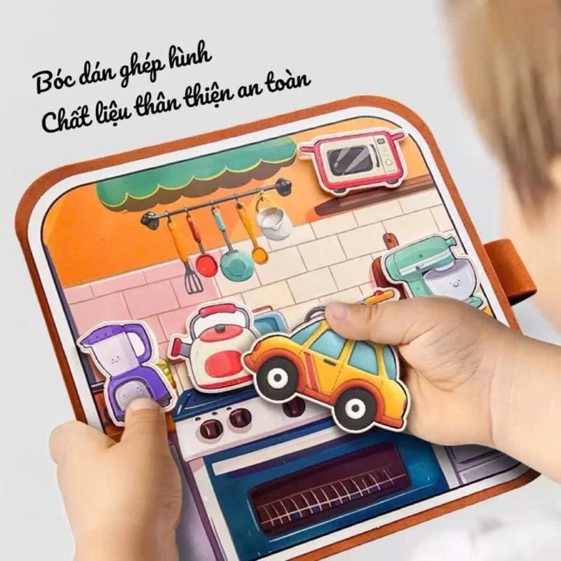 Đồ chơi cuốn sổ ma thuật Montessori vẽ tranh bằng nước kèm bóc dán thông minh tư duy cho bé