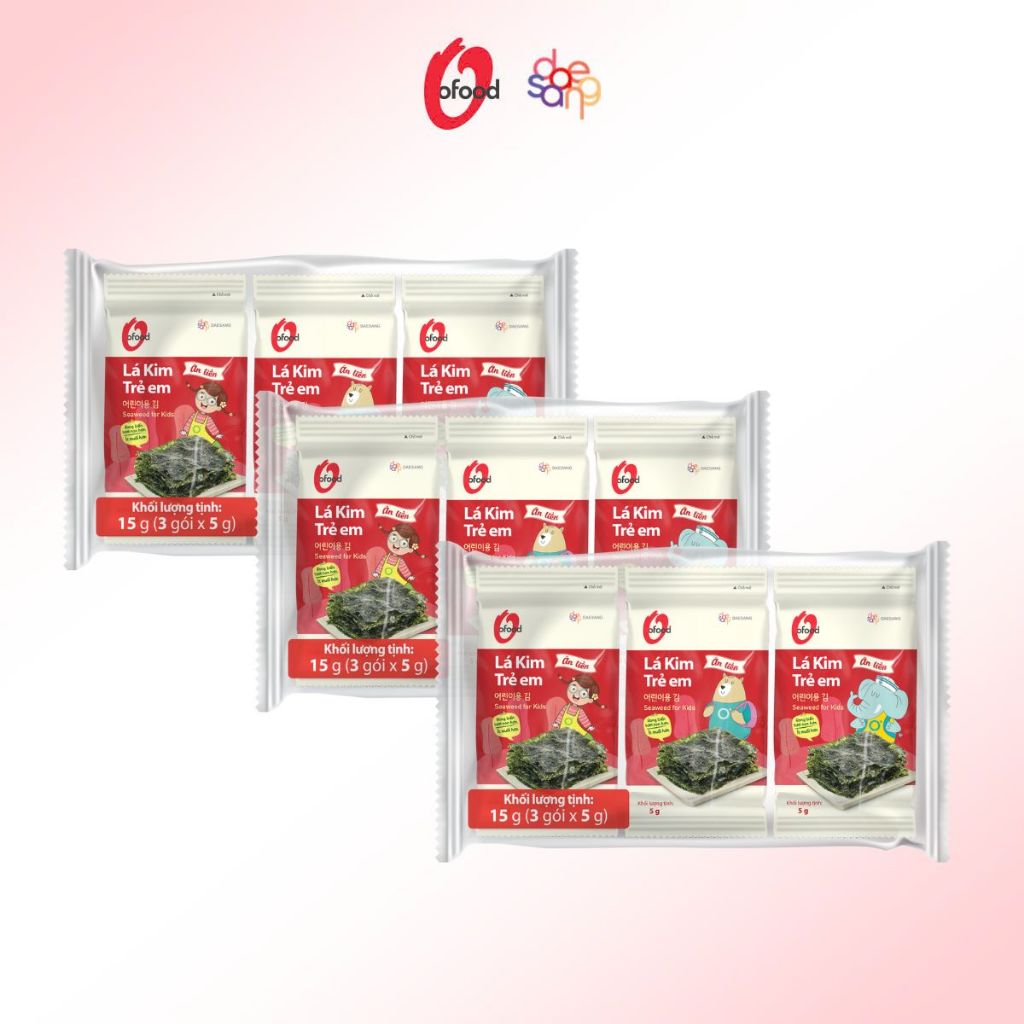 Ảnh Combo 3 lốc 3 lá kim ăn liền O'food dành riêng cho trẻ em gói 5g 1