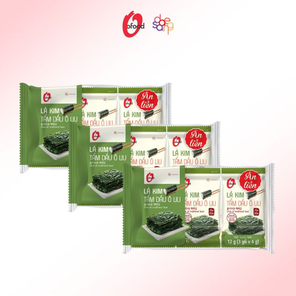 Ảnh Combo 3 lốc (9 gói)  rong biển / Lá kim 4G tẩm dầu Oliu O'food giòn, thơm, gia vị vừa miệng, ăn liền hoặc ăn kèm 1