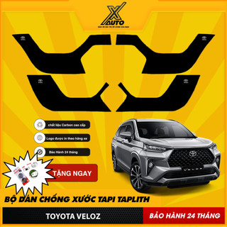 Bộ Dán Chống Xước Tapli Cửa Xe Toyota Veloz - Viền Vân Da Carbon Cao Cấp( tặng 1 bộ gương cầu lồi)