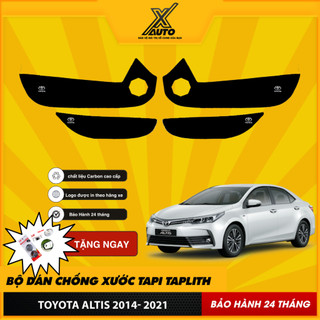 Bộ Dán Chống Xước Tapli Cửa Xe Toyota Altis - Viền Vân Da Carbon Cao Cấp( tặng 1 bộ gương cầu lồi)