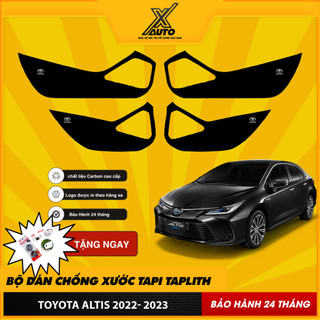 Bộ Dán Chống Xước Tapli Cửa Xe Toyota Altis - Viền Vân Da Carbon Cao Cấp( tặng 1 bộ gương cầu lồi)