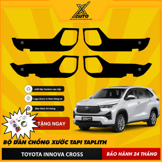 Bộ Dán Chống Xước Tapli Cửa Xe Toyota Innova Cross - Viền Vân Da Carbon Cao Cấp