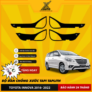 Bộ Dán Chống Xước Tapli Cửa Xe Toyota Innova 2016- 2023 - Viền Vân Da Carbon Cao Cấp( tặng 1 bộ gương cầu lồi)