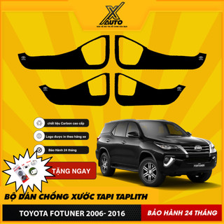 Bộ Dán Chống Xước Tapli Cửa Xe Toyota Fortuner - Viền Vân Da Carbon Cao Cấp( tặng 1 bộ gương cầu lồi)