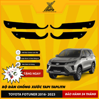 Bộ Dán Chống Xước Tapli Cửa Xe Toyota Fortuner - Viền Vân Da Carbon Cao Cấp( tặng 1 bộ gương cầu lồi)