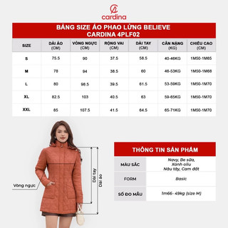 Áo phao nữ CARDINA trần bông cao cấp siêu nhẹ thiết kế dáng lửng trẻ trung trendy 4PLF02