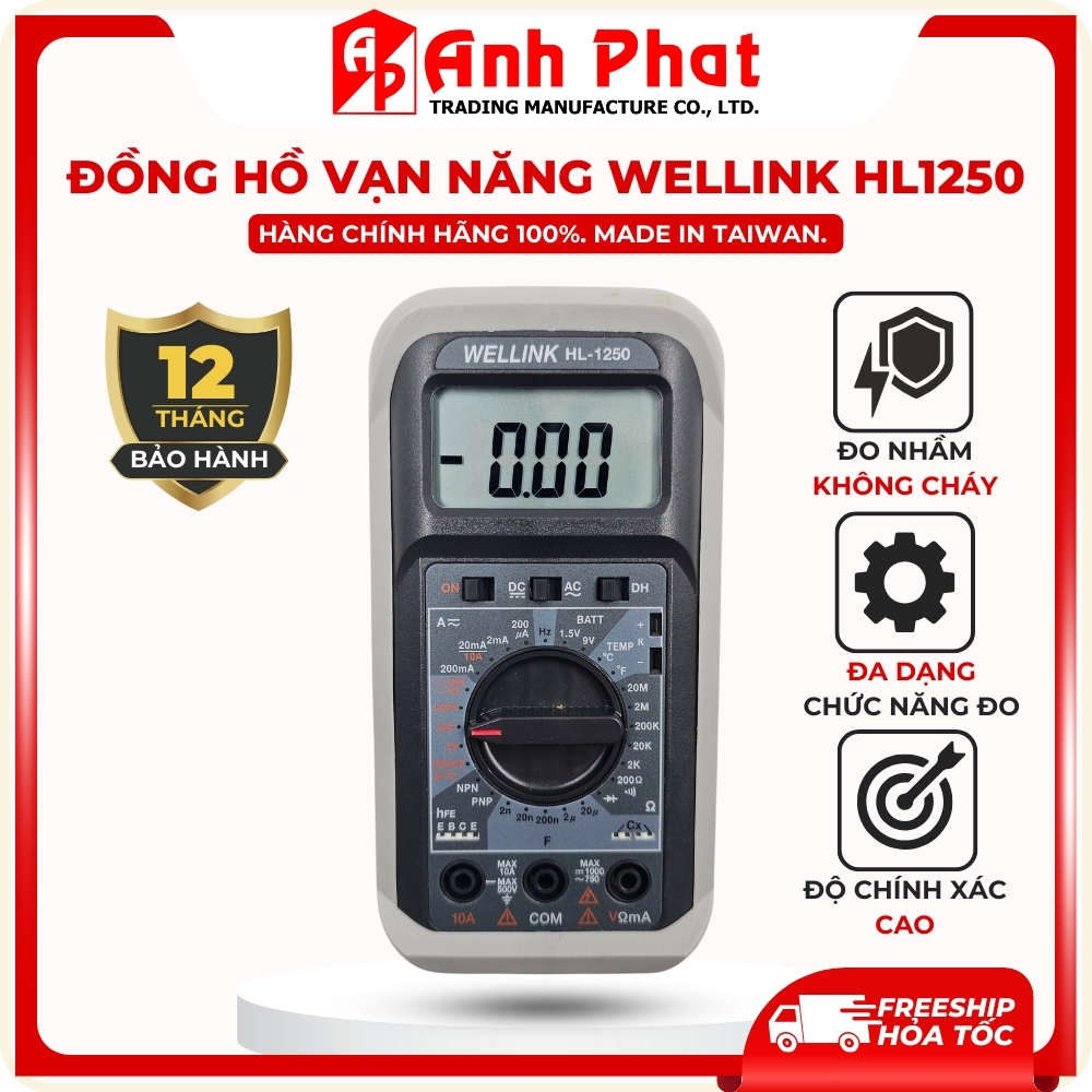 [WELLINK- CAO CẤP] Đồng Hồ Đo Điện Bỏ Túi WELLINK HL1250 750V/1000V, Độ ...
