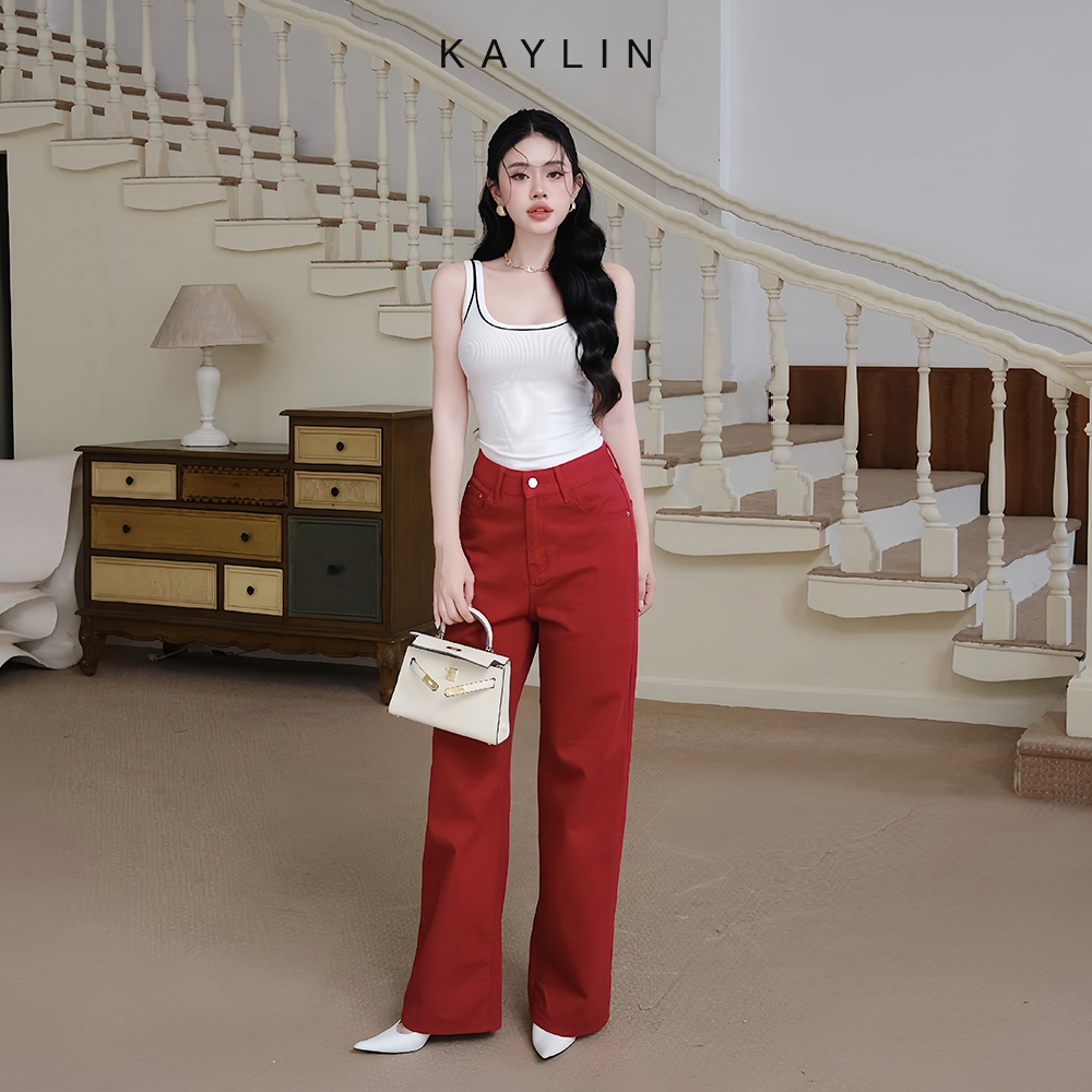 Ảnh Áo thun ba lỗ KAYLIN form ôm phối viền vải thun gân lụa mỏng nhẹ co giản phong cách basic - N2403 3