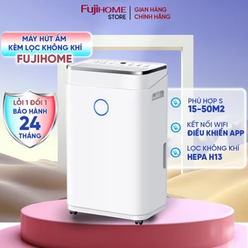 Máy hút ẩm lọc không khí 20L/ngày FUJIHOME kết nối WIFI phòng 40m2 nhập khẩu, máy hút ẩm công nghệ máy nén Block cao cấp
