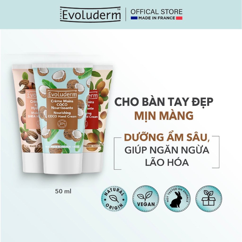 COMBO Xịt khoáng cấp ẩm Evoluderm 150ml và Kem dưỡng da tay Evoluderm 50ml