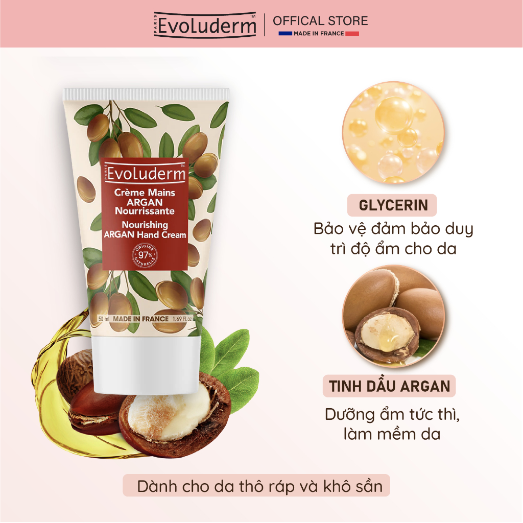 COMBO Xịt khoáng cấp ẩm Evoluderm 150ml và Kem dưỡng da tay Evoluderm 50ml