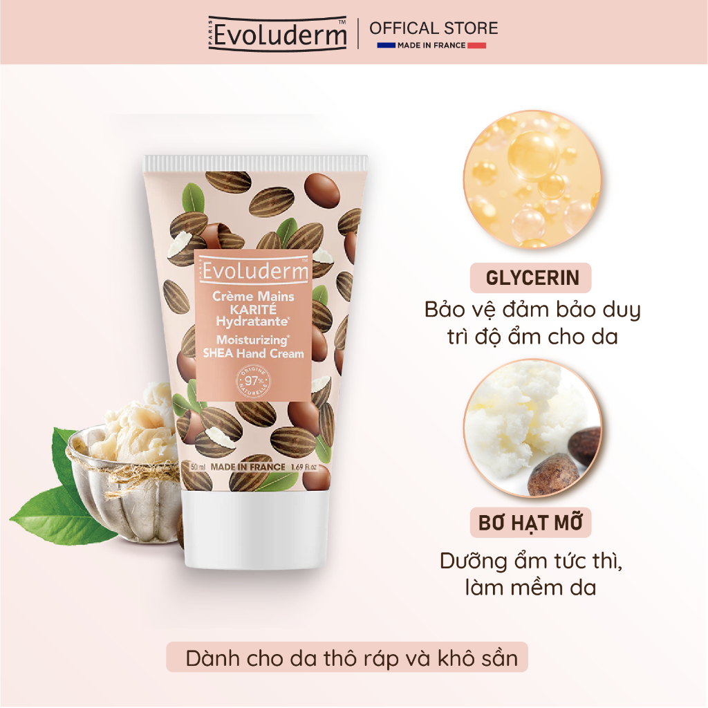 COMBO Xịt khoáng cấp ẩm Evoluderm 150ml và Kem dưỡng da tay Evoluderm 50ml