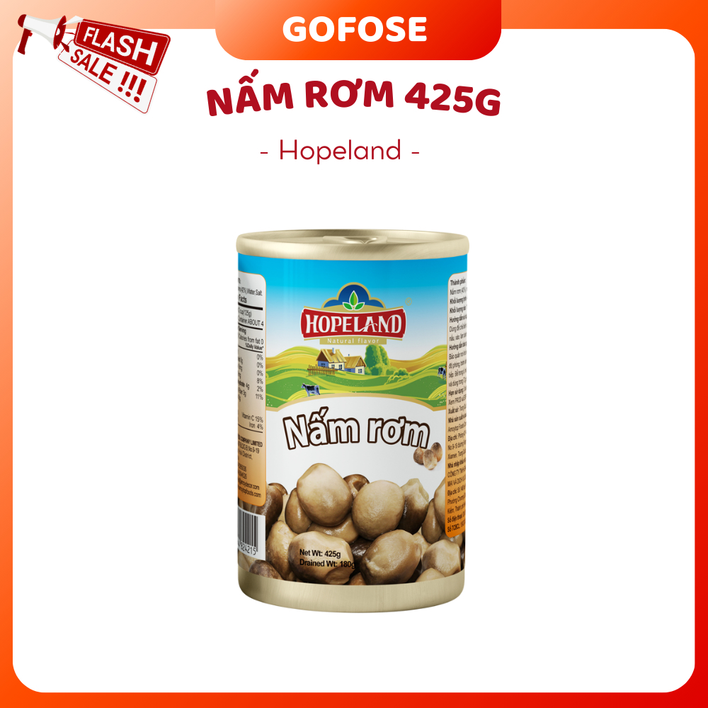 Nấm Rơm Hopeland 425g - Nấm Rơm giòn, dầy mình, thơm, kho , xào cực ...