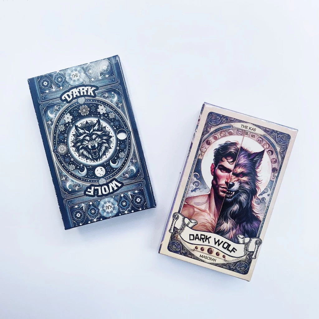 Combo 10 Bộ Ma Sói Tarot Darkwolf 66 Lá Giấy Cứng Hộp Nâu Họa Tiết Đẹp Dễ Mang Theo THE KAS