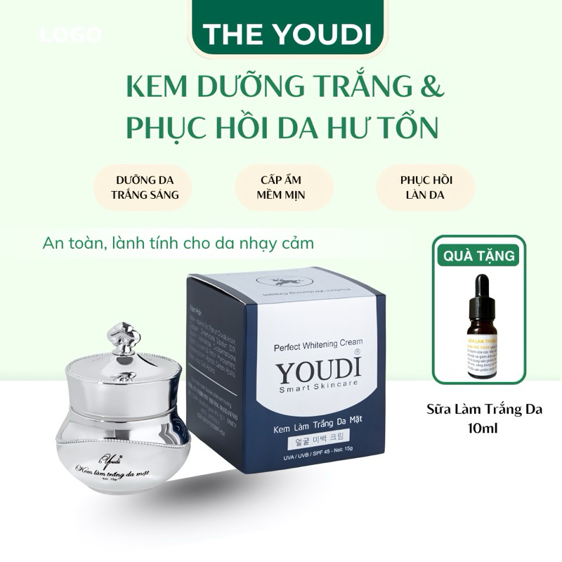 Kem dưỡng trắng da YOUDI giữ ẩm làm mềm da khối lượng 15gam