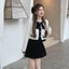 Set Áo dạ phối nơ nhung mix Chân váy phong cách Hàn quốc siêu xinh sẵn hàng kèm video