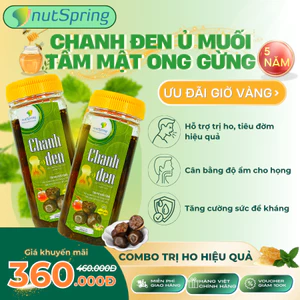 Combo Mua 2 Chanh Đen Ủ Muối 5 Năm Cắt Miếng Mật Ong Gừng 600gam NutSpring