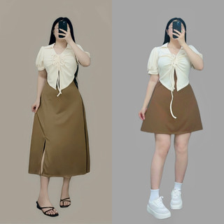 Đầm cặp hai lớp thun ruby Hàn co giãn tách rời mềm mại, thoáng mát thời trang phù hợp đi chơi dự tiệc G684+G685