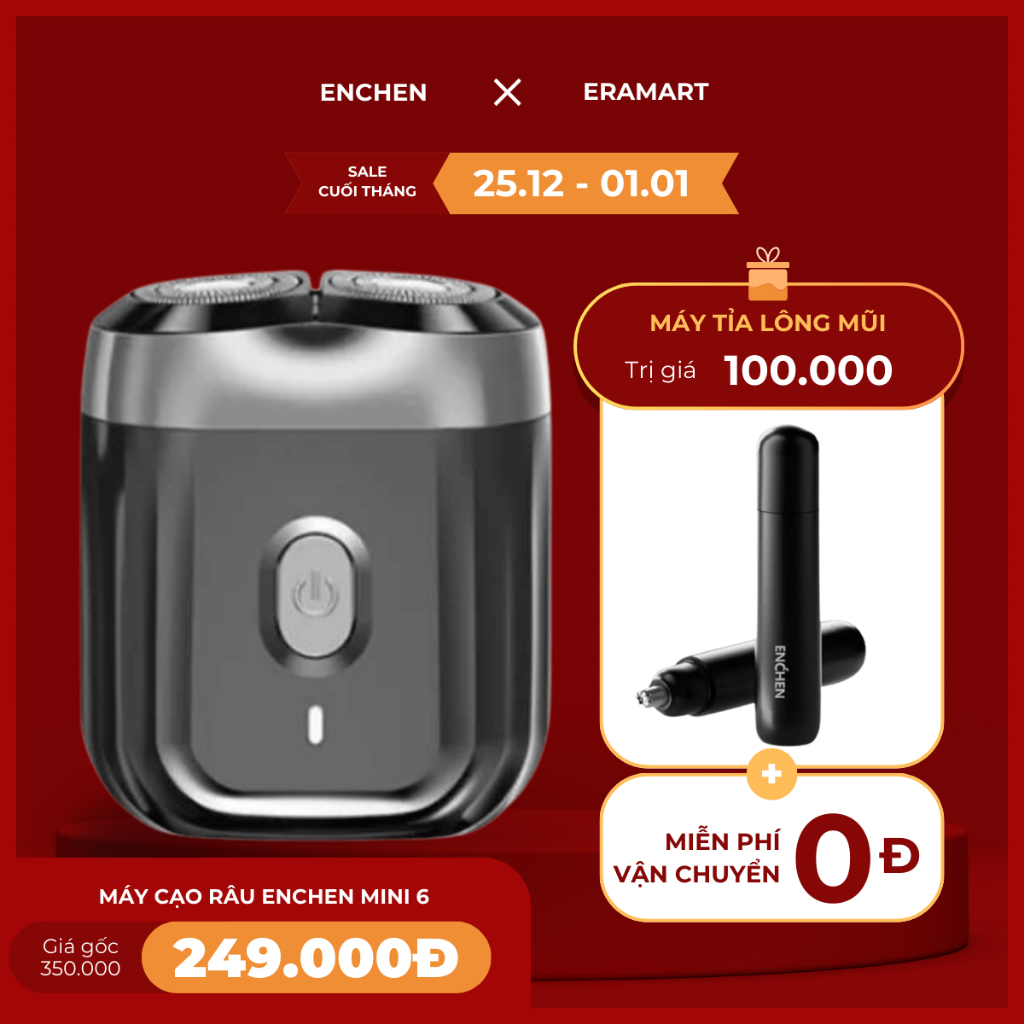 Ảnh Combo máy cạo râu Enchen Mini 6 & máy tỉa lông mũi Enchen EN005 - Hàng chính hãng 1