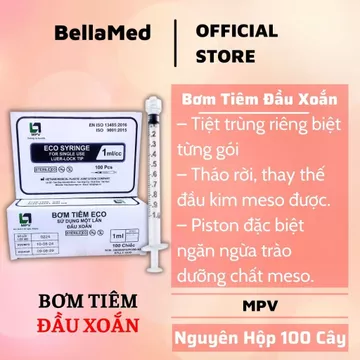 Bơm kim tiêm MPV xilanh đầu xoắn Luer-Lock tiết kiệm tinh chất tiêm prp