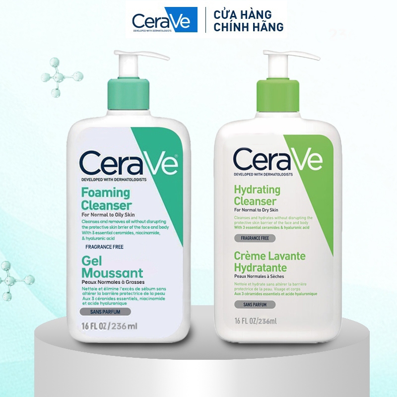 Sữa rửa mặt cerave dành cho da dầu và da thường chính hãng dung tích 236ml