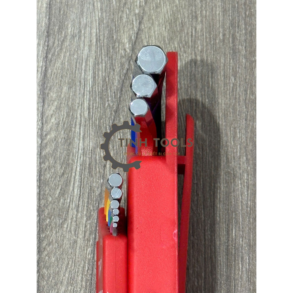 Bộ Lục Giác Top 9 Cây Đủ Màu, Đầu Bi Hệ Mét 1.5-10mm, Đầu Bông Hoa Thị T10-T50 Thép C60 Cao Cấp