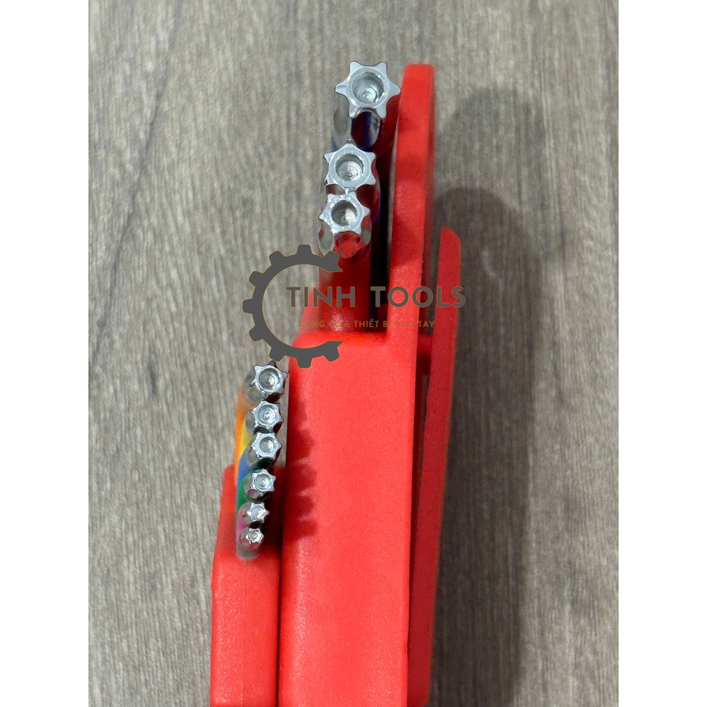 Bộ Lục Giác Top 9 Cây Đủ Màu, Đầu Bi Hệ Mét 1.5-10mm, Đầu Bông Hoa Thị T10-T50 Thép C60 Cao Cấp