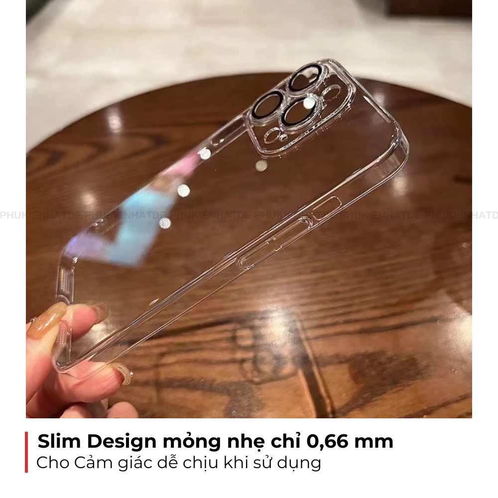 Ốp iphone siêu mỏng Slim nhựa cứng PC trong suốt chống ố vàng, chống bám bẩn - phukienhatde