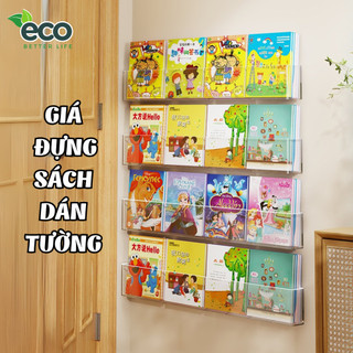 Giá Để Sách Trong Suốt Dán Tường ECO, Kệ Đựng Truyện Cho Bé Chất Liệu Nhựa Acrylic Treo Tường