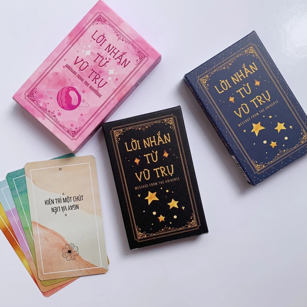 Combo 10 Bộ Bài Lời Nhắn Từ Vũ Trụ Giấy Cứng Tiên Tri Nhẹ Nhàng Lời Khuyên Board Game THE KAS