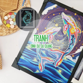 Tranh đính đá 5D dạ quang, phát sáng Madoca- DIY handmade nhiều mẫu 30x30cm, tranh treo tường