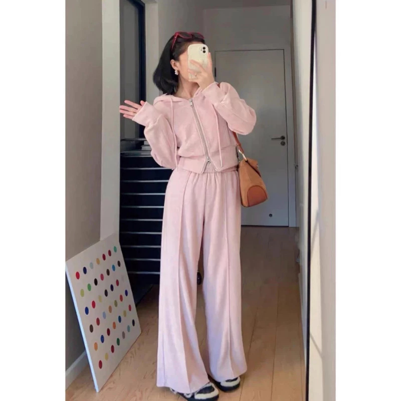 Bộ mặc nhà thu đông nữ áo khoác nỉ dài tay zip phối quần lưng cao Jumito, bộ thu đông nữ dáng suông trẻ trung hcom3188