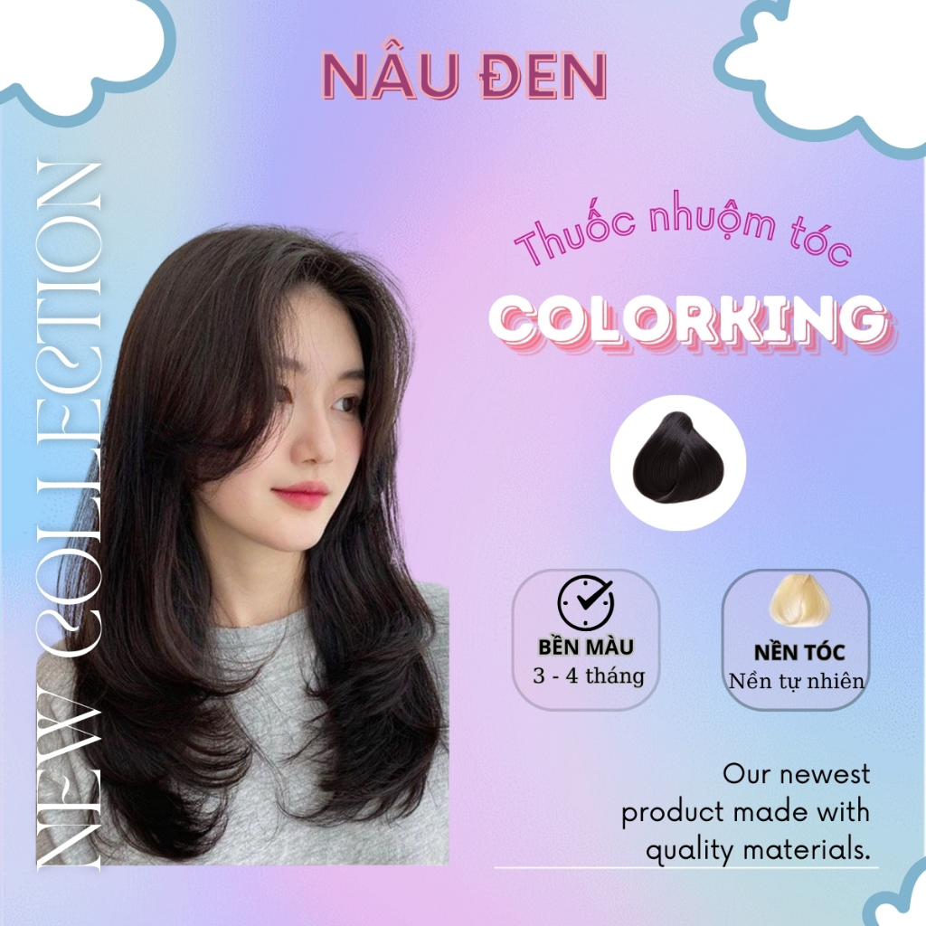 Thuốc nhuộm tóc màu NÂU ĐEN, thuốc nhuộm tóc không cần tẩy, kem nhuộm tóc tại nhà tiện lợi COLORKING