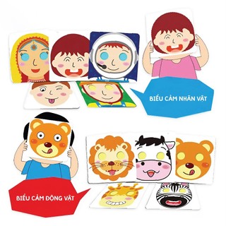 Combo 2 Bộ Thẻ Mặt Nạ Kích Thích Thị Giác - Cùng Con Chơi Trò Trốn Tìm Với 80 Thẻ Mặt Nạ Biểu Cảm Nhân Vật & Động Vật
