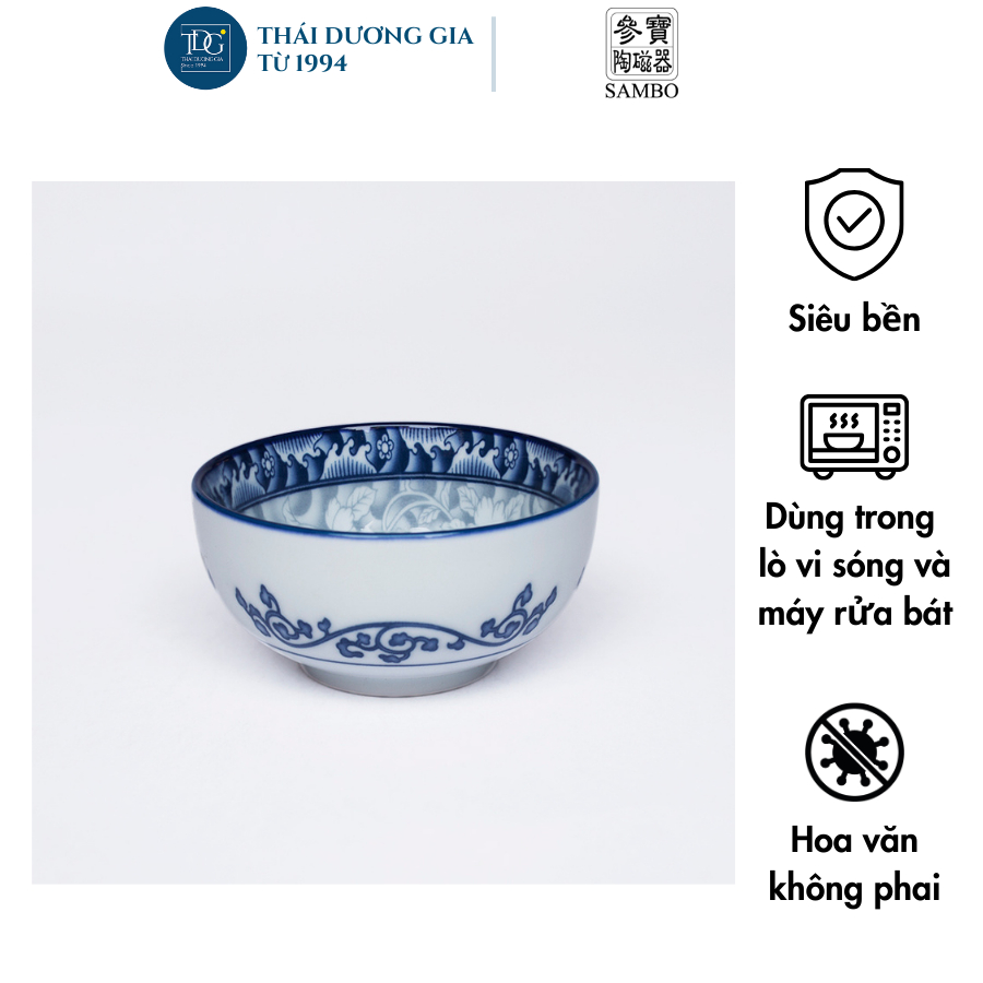 Bát ăn súp 10cm sứ hoa văn cao cấp Hàn Quốc Sambo MD-041