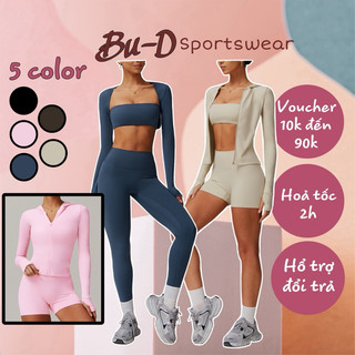 Bộ đồ tập thể thao gym,yoga nữ cao cấp poly thoáng mát tay dài,áo ống,áo quay,áo khoác (mã 075)(tách lẻ bán)