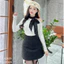 Áo len nữ pha cổ hở vai đính nơ style hàn quốc A2479 Kymie