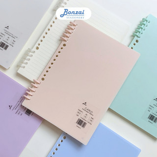 Vở còng nhựa 2 đầu BONZAI bìa trơn pastel size A5 B5 giấy Fort Nhật Bản 100GSM/120 Trang