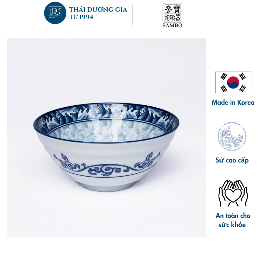 Bát mỳ 14cm sứ hoa văn cao cấp Hàn Quốc Sambo MD-046