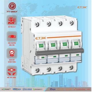 CB Aptomat 3 Pha ETEK 400VAC 40A 63A 4P | PTV GROUP | Bảo Hành 6 Tháng