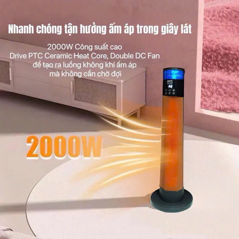 Sưởi gốm phun sương Kimochi, công suất 2000w, điều kiển tiện lợi, đèn 7 ...