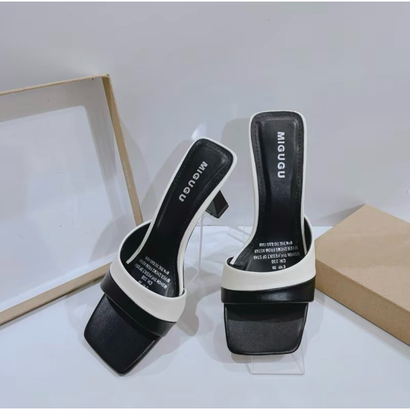 Guốc da cao cấp phối màu, Dép cao gót 3p 5p 7p mềm êm chắc chân- Freeship toàn quốc