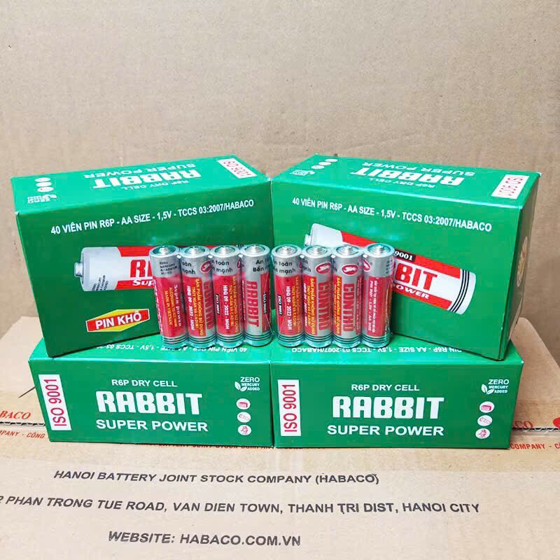 Hộp 40 Viên Pin Con Thỏ, Pin AA Loại 1.5V Chính Hãng, Siêu Bền (Hộp 40V ...