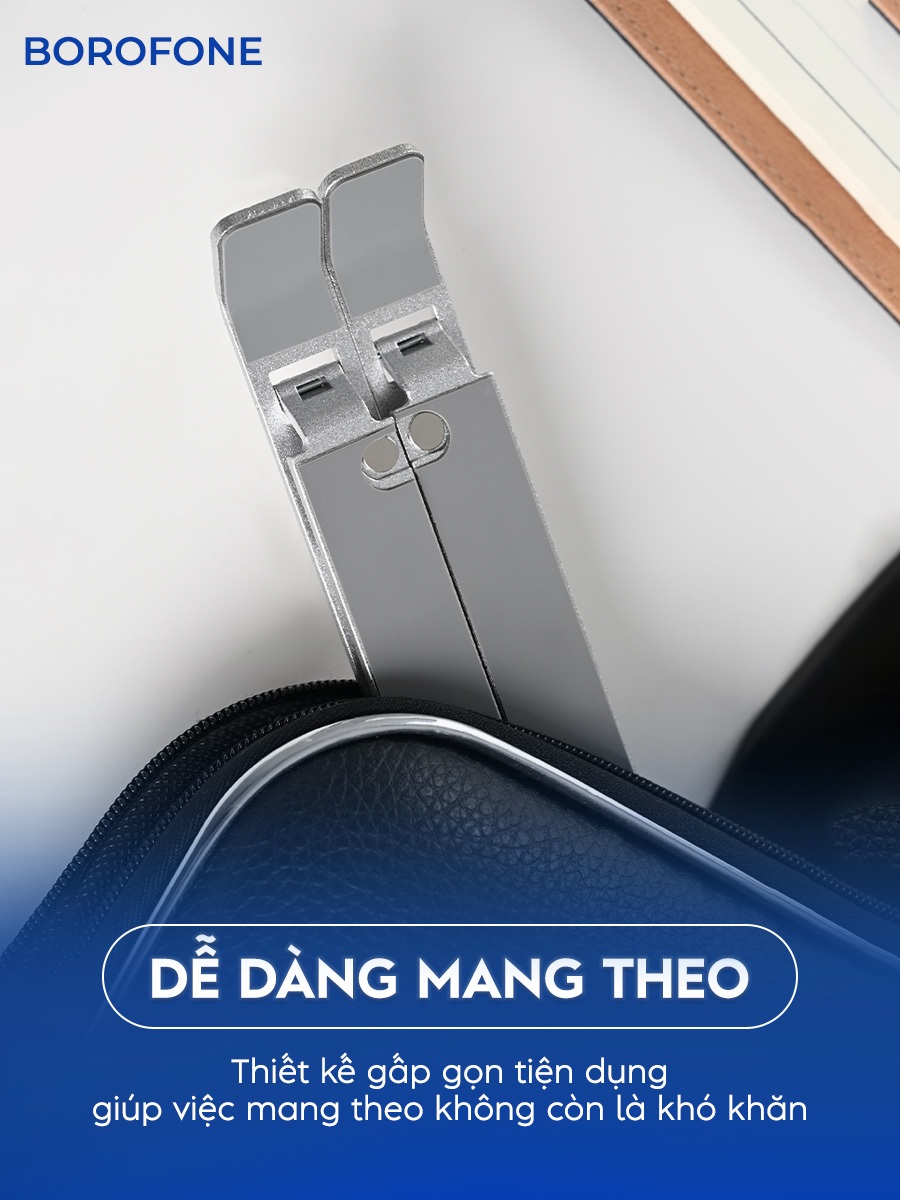 Ảnh Giá đỡ LAPTOP, MACBOOK, IPAD BOROFONE N4 bằng nhôm có thể điều chỉnh được độ cao, đế tản nhiệt kê laptop 3
