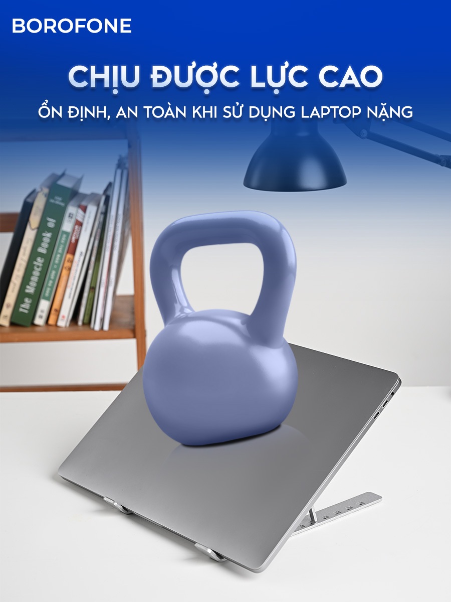 Ảnh Giá đỡ LAPTOP, MACBOOK, IPAD BOROFONE N4 bằng nhôm có thể điều chỉnh được độ cao, đế tản nhiệt kê laptop 4