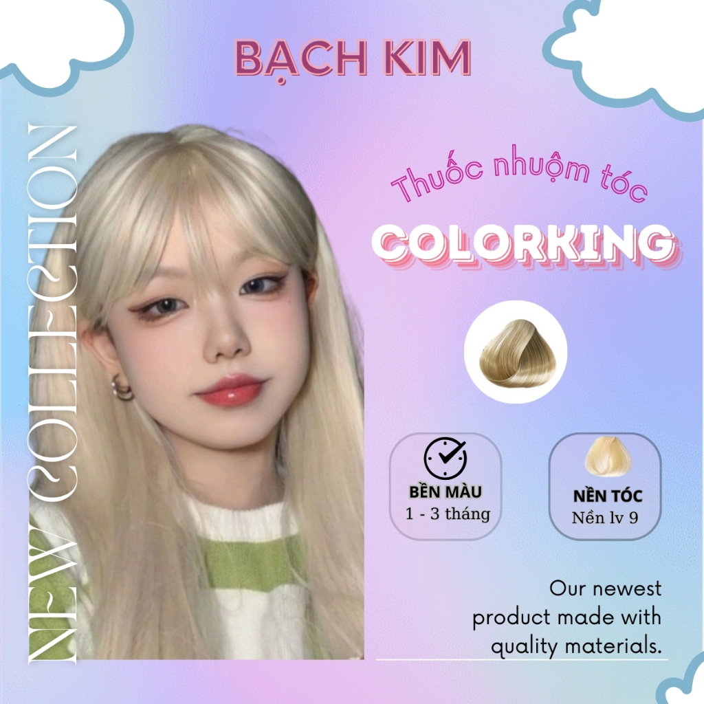 Thuốc nhuộm tóc màu BẠCH KIM, thuốc nhuộm tóc cao cấp, kem nhuộm tóc tại nhà tiện lợi COLOKING