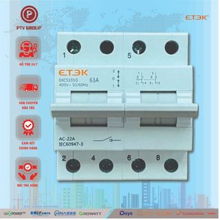 Cầu Dao Đảo Chiều 63A 1P ETEK EKCS101G-2-63 | PTV GROUP | Bảo Hành 6 Tháng